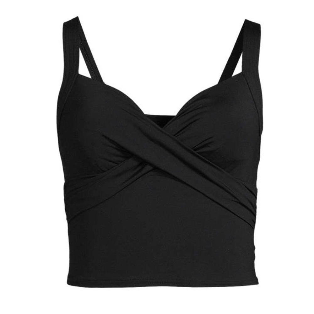 *NWT* Land’s End Women’s D-Cup V-Neck Wrap Midkini Top in Black